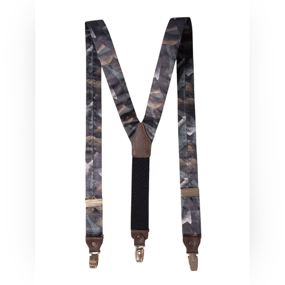 Dark Horse Suspenders Woven Modern Camouflage Design‎ Leather Back Logo Patch